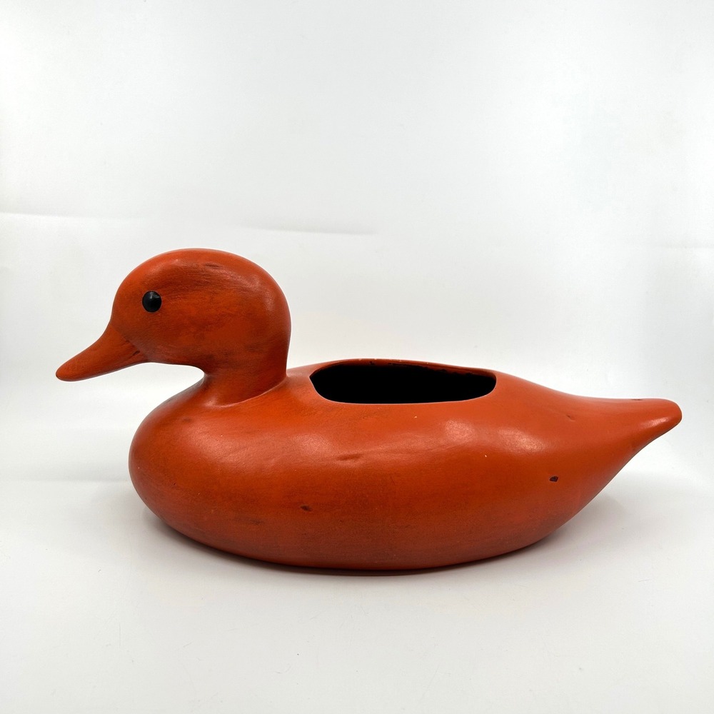 Vintage Ceramic Orange Duck Planter Retro Hunting Cottagecore